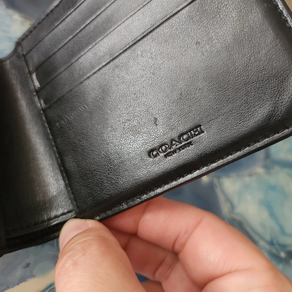 Coach leather signature men's wallet